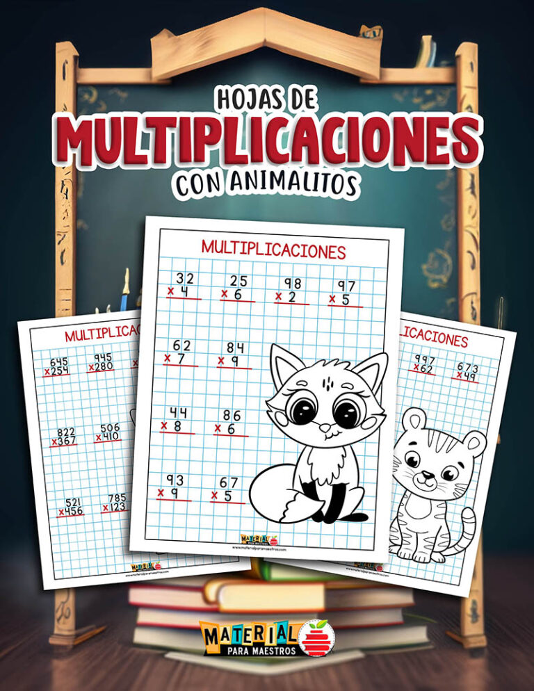 Ejercicios de multiplicaciones con dibujos de animales - Material para ...